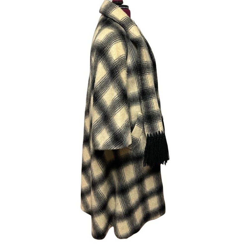 Marshall Fields & Co Vintage Coat With Attached Scarf 3/4 Sleeve Plaid - Picture 3 of 11